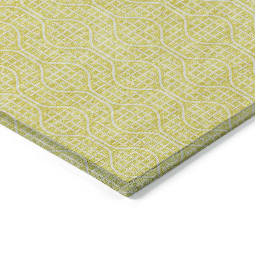 Yellow And Gray Geometric Washable Indoor Outdoor Area Rug Photo 4