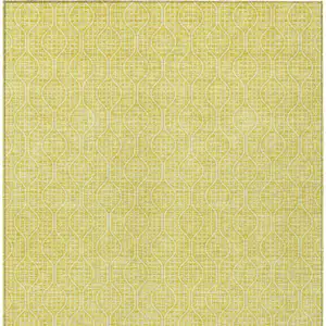 Photo of Yellow And Gray Geometric Washable Indoor Outdoor Area Rug
