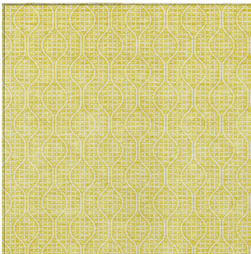 Yellow And Gray Geometric Washable Indoor Outdoor Area Rug Photo 6