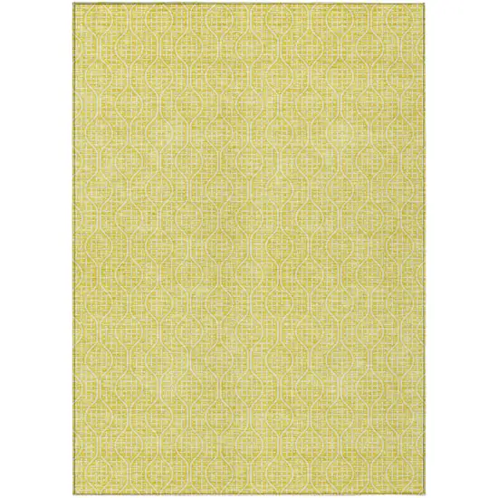 Yellow And Gray Geometric Washable Indoor Outdoor Area Rug Photo 2