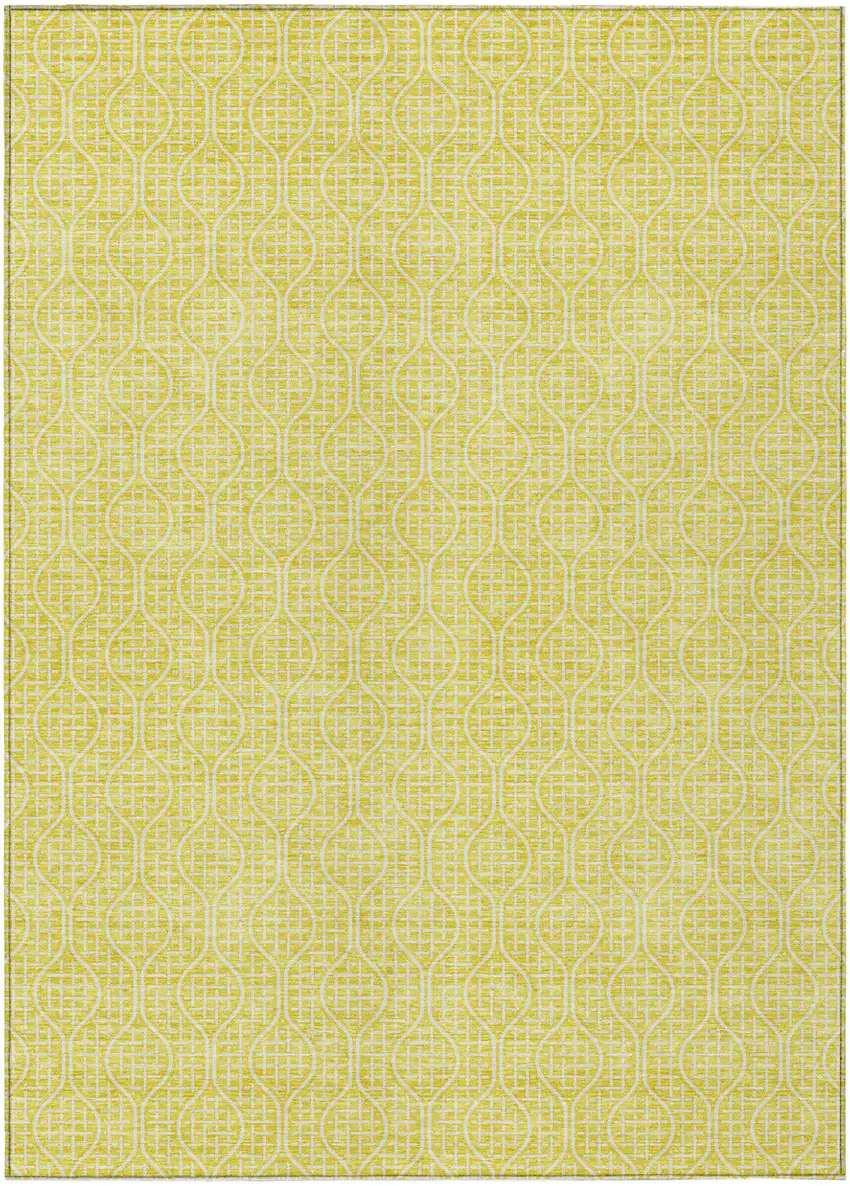 Yellow And Gray Geometric Washable Indoor Outdoor Area Rug Photo 2