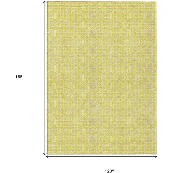 Yellow And Gray Geometric Washable Indoor Outdoor Area Rug Photo 3