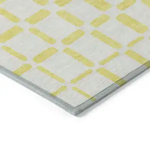 Photo of Yellow And Gray Geometric Washable Indoor Outdoor Area Rug