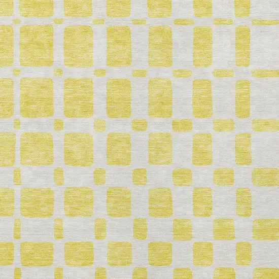 Yellow And Gray Geometric Washable Indoor Outdoor Area Rug Photo 7