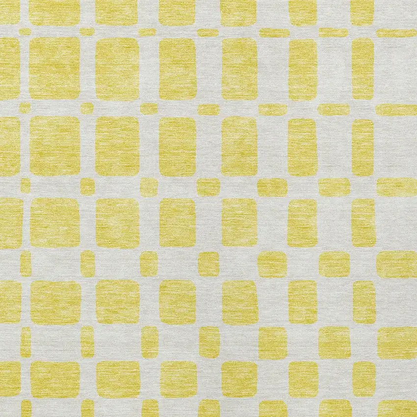 Yellow And Gray Geometric Washable Indoor Outdoor Area Rug Photo 7