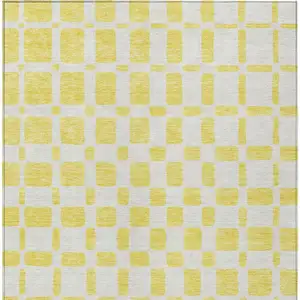 Photo of Yellow And Gray Geometric Washable Indoor Outdoor Area Rug