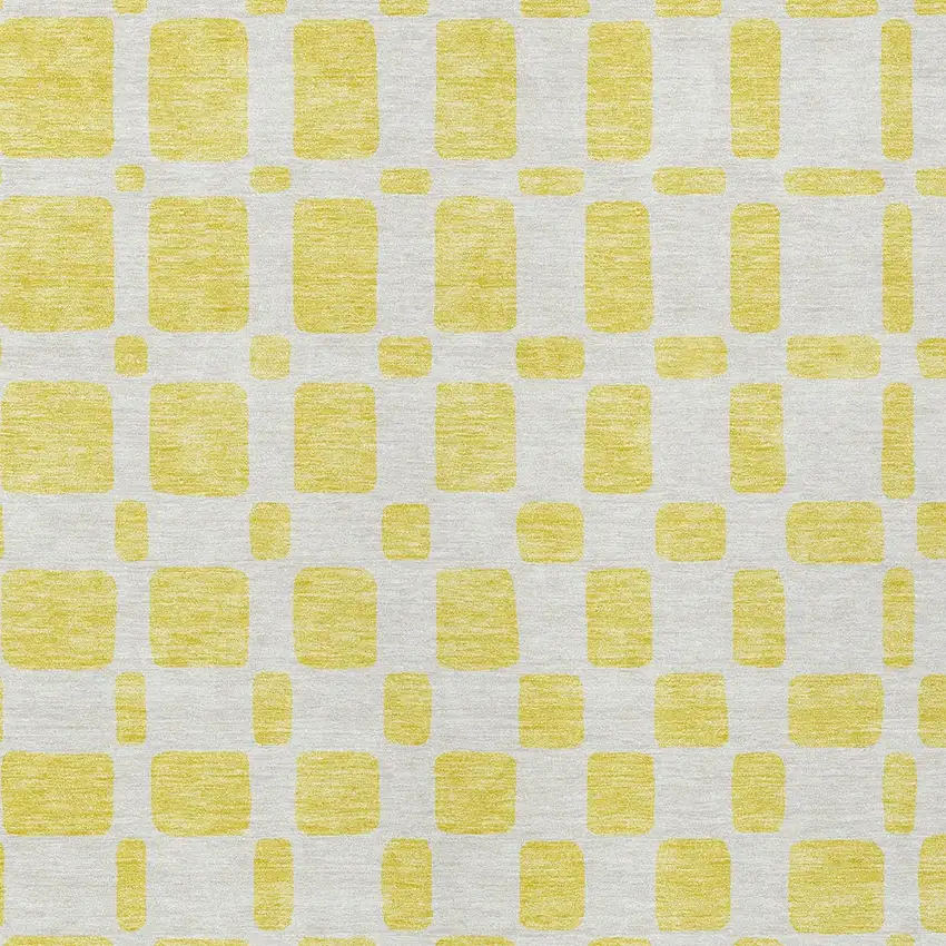 Yellow And Gray Geometric Washable Indoor Outdoor Area Rug Photo 7