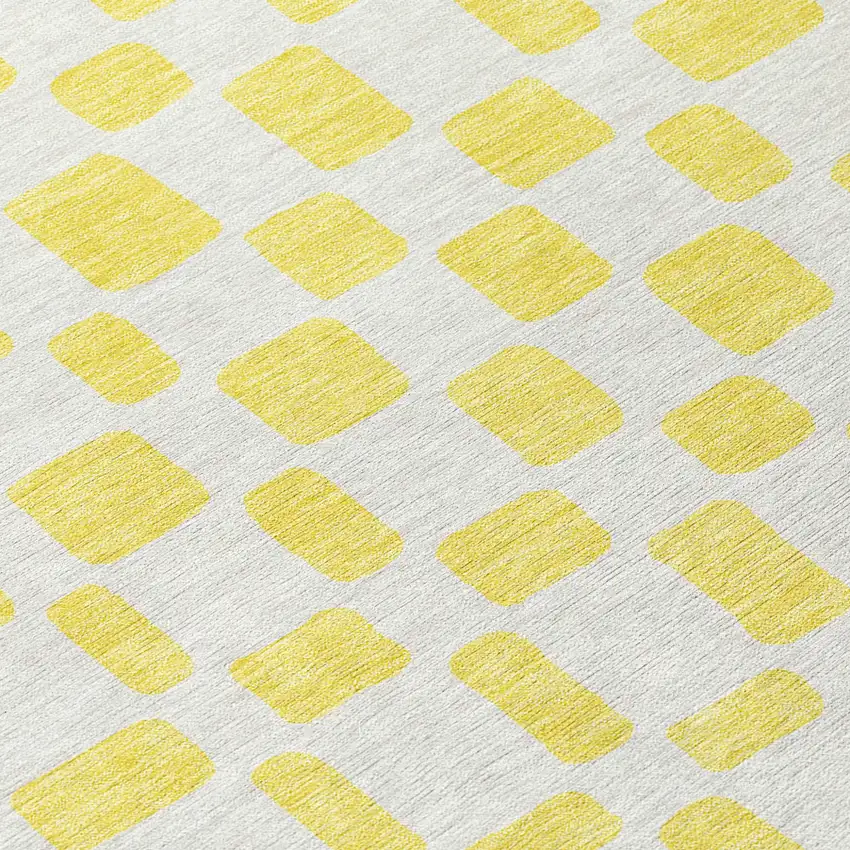 Yellow And Gray Geometric Washable Indoor Outdoor Area Rug Photo 6