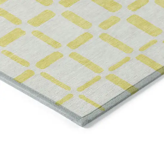 Yellow And Gray Geometric Washable Indoor Outdoor Area Rug Photo 5