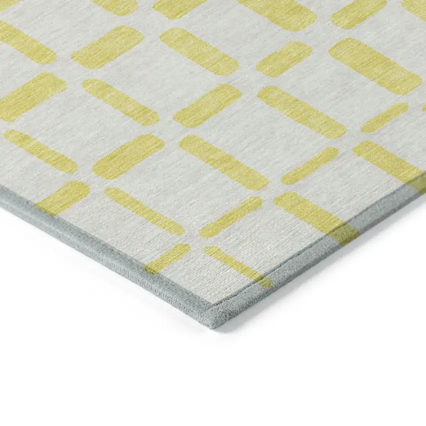 Yellow And Gray Geometric Washable Indoor Outdoor Area Rug Photo 5