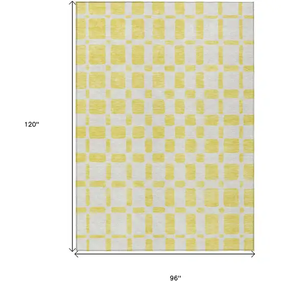 Yellow And Gray Geometric Washable Indoor Outdoor Area Rug Photo 3