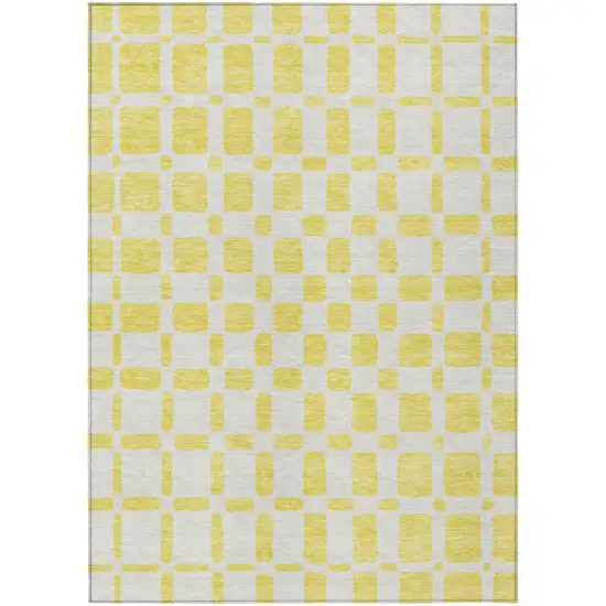 Yellow And Gray Geometric Washable Indoor Outdoor Area Rug Photo 2