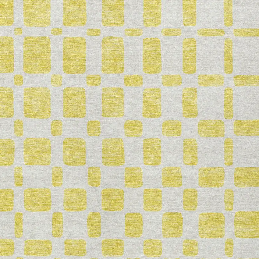 Yellow And Gray Geometric Washable Indoor Outdoor Area Rug Photo 7