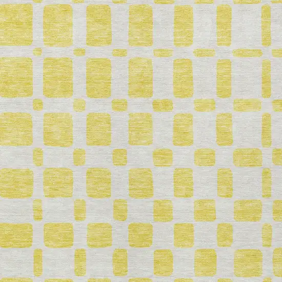 Yellow And Gray Geometric Washable Indoor Outdoor Area Rug Photo 7