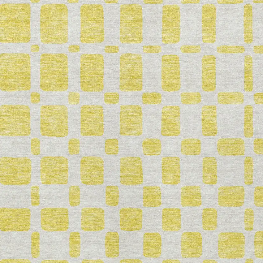 Yellow And Gray Geometric Washable Indoor Outdoor Area Rug Photo 7