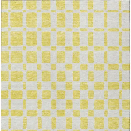 Yellow And Gray Geometric Washable Indoor Outdoor Area Rug Photo 8
