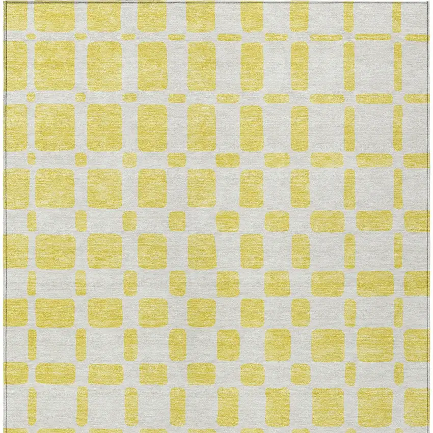 Yellow And Gray Geometric Washable Indoor Outdoor Area Rug Photo 8