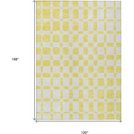 Yellow And Gray Geometric Washable Indoor Outdoor Area Rug Photo 3