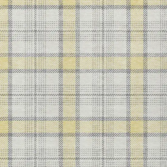 Yellow And Gray Plaid Washable Indoor Outdoor Area Rug Photo 4