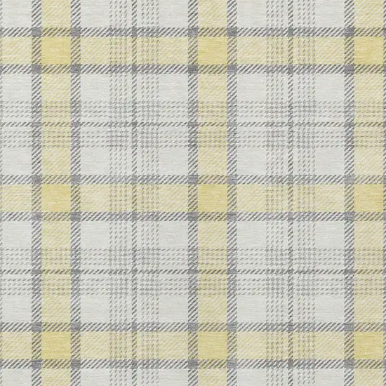 Yellow And Gray Plaid Washable Indoor Outdoor Area Rug Photo 4