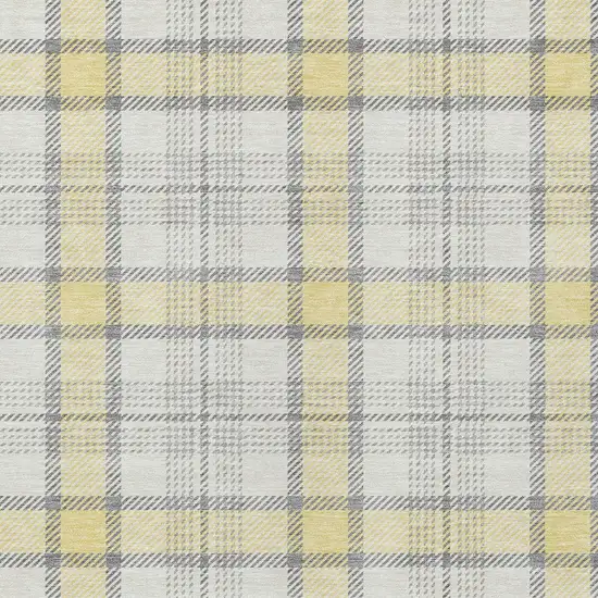Yellow And Gray Plaid Washable Indoor Outdoor Area Rug Photo 4