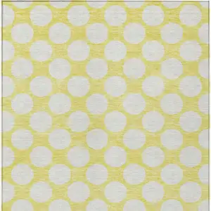 Photo of Yellow And Gray Polka Dot Washable Indoor Outdoor Area Rug