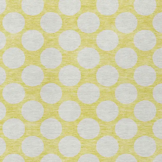 Yellow And Gray Polka Dot Washable Indoor Outdoor Area Rug Photo 7