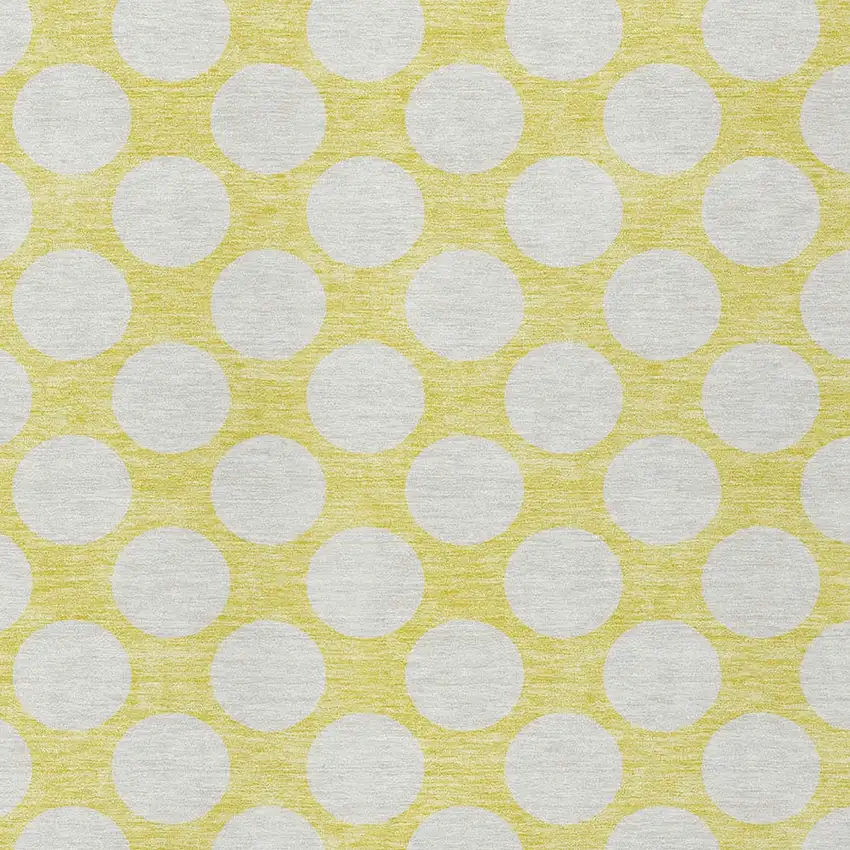Yellow And Gray Polka Dot Washable Indoor Outdoor Area Rug Photo 7