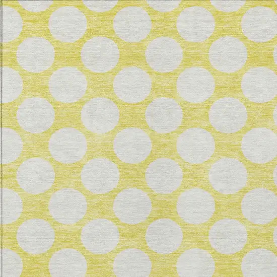 Yellow And Gray Polka Dot Washable Indoor Outdoor Area Rug Photo 7