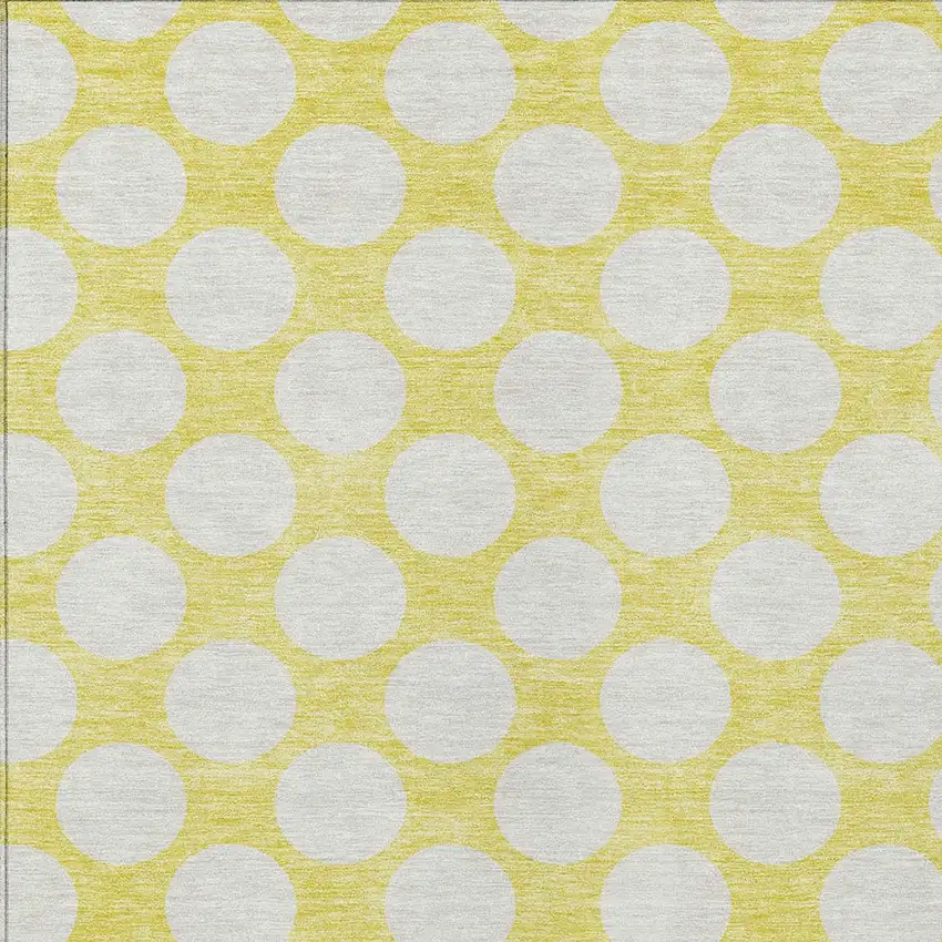 Yellow And Gray Polka Dot Washable Indoor Outdoor Area Rug Photo 7