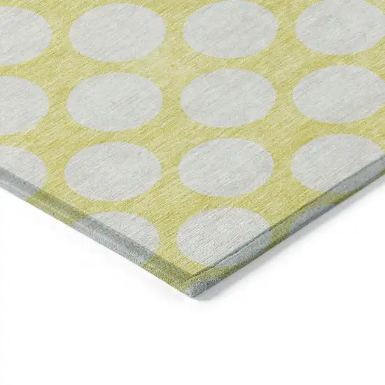 Yellow And Gray Polka Dot Washable Indoor Outdoor Area Rug Photo 5