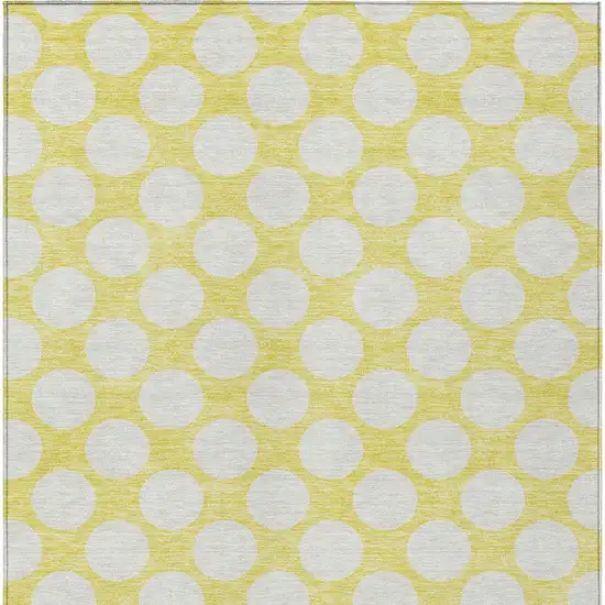 Yellow And Gray Polka Dot Washable Indoor Outdoor Area Rug Photo 8