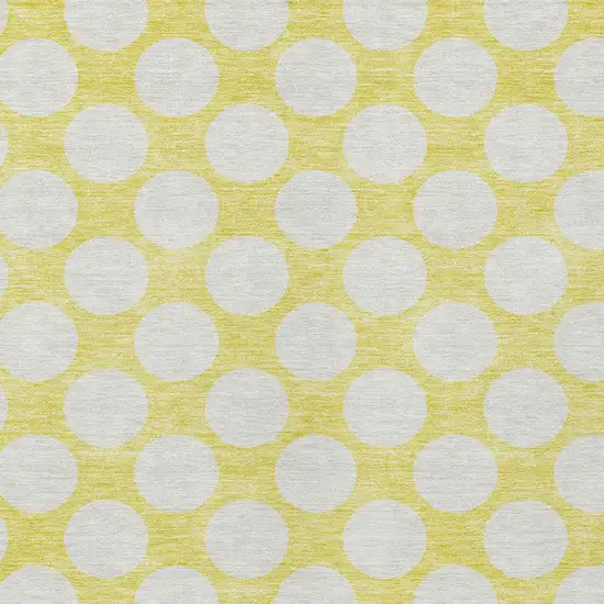 Yellow And Gray Polka Dot Washable Indoor Outdoor Area Rug Photo 7