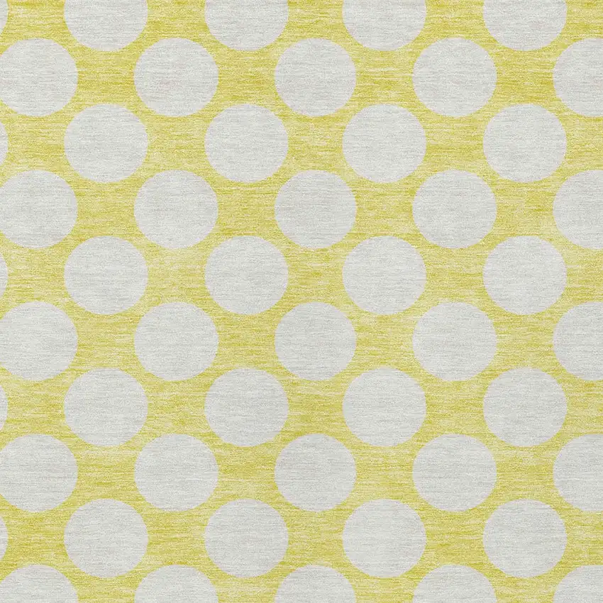 Yellow And Gray Polka Dot Washable Indoor Outdoor Area Rug Photo 7