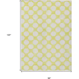 Photo of Yellow And Gray Polka Dot Washable Indoor Outdoor Area Rug