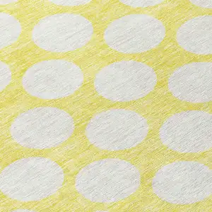 Photo of Yellow And Gray Polka Dot Washable Indoor Outdoor Area Rug