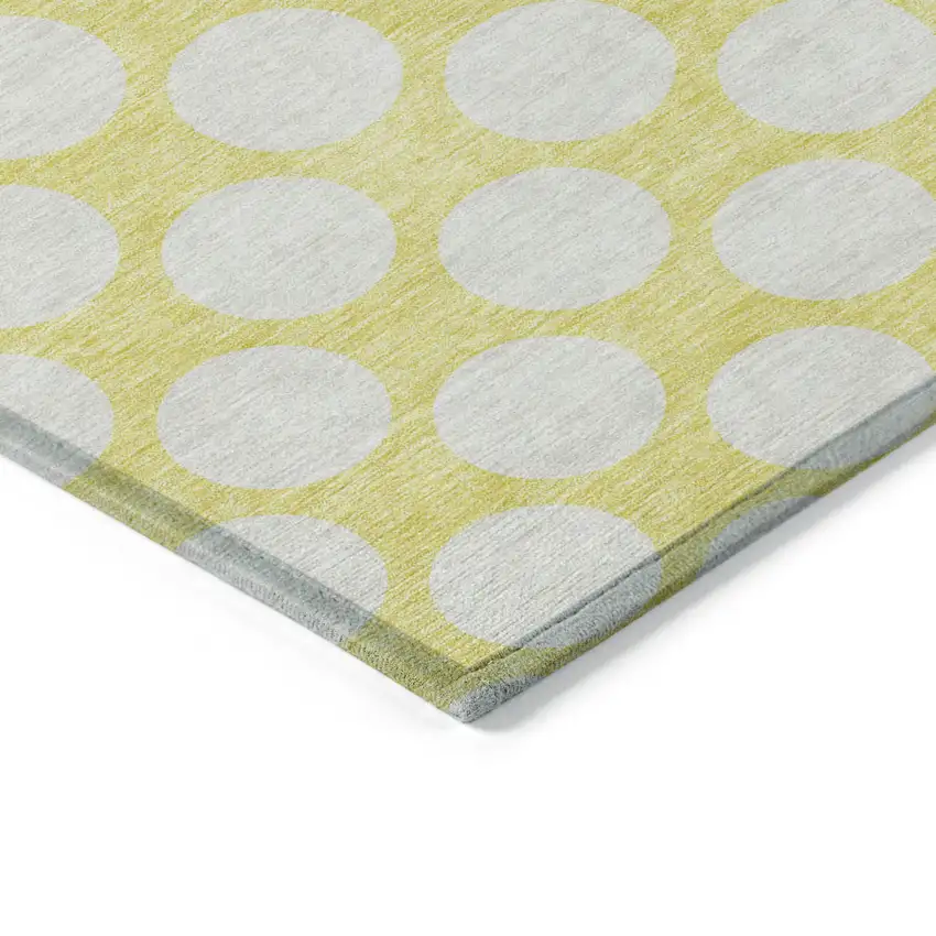 Yellow And Gray Polka Dot Washable Indoor Outdoor Area Rug Photo 5
