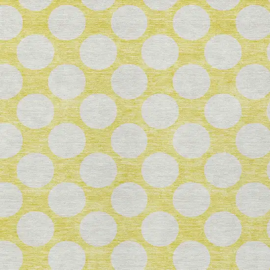 Yellow And Gray Polka Dot Washable Indoor Outdoor Area Rug Photo 7