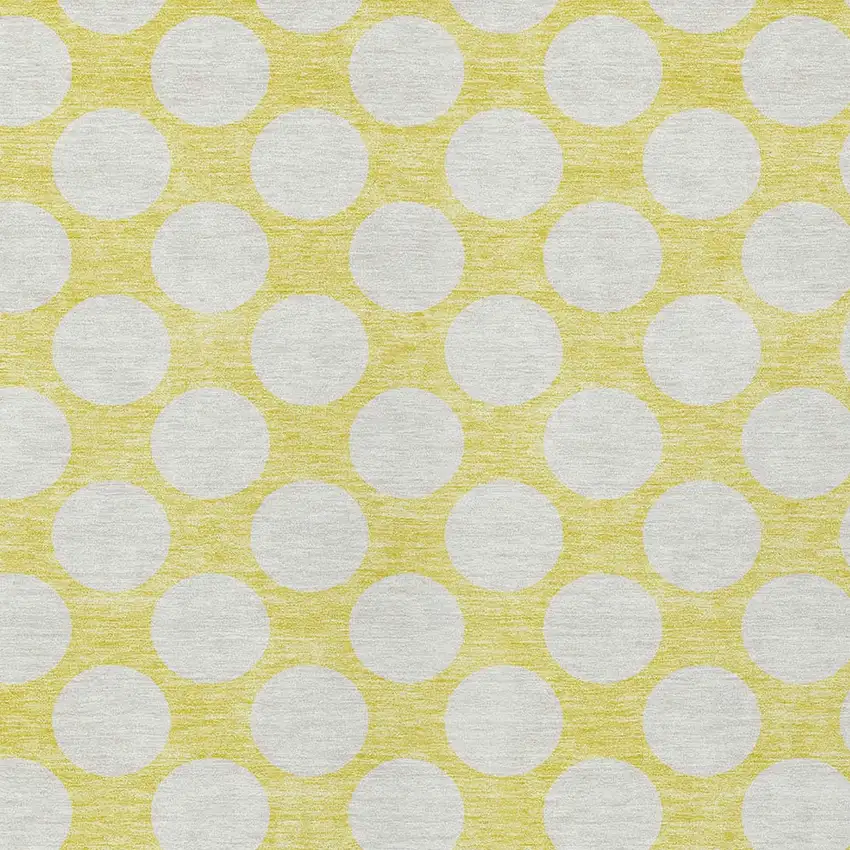 Yellow And Gray Polka Dot Washable Indoor Outdoor Area Rug Photo 7