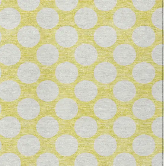 Yellow And Gray Polka Dot Washable Indoor Outdoor Area Rug Photo 7