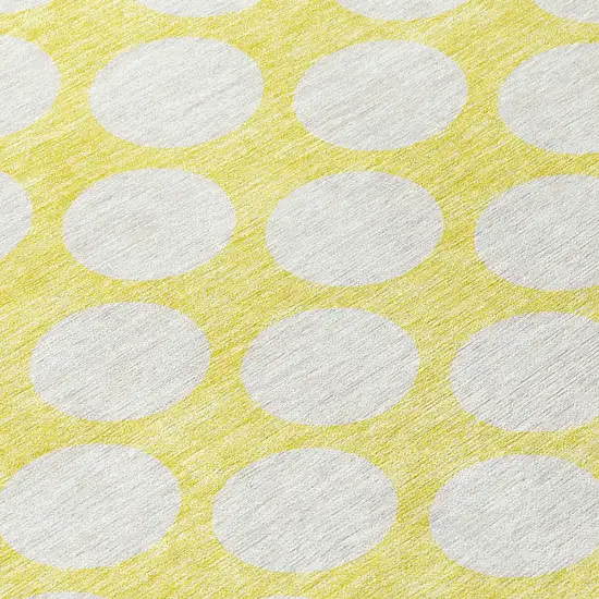 Yellow And Gray Polka Dot Washable Indoor Outdoor Area Rug Photo 6