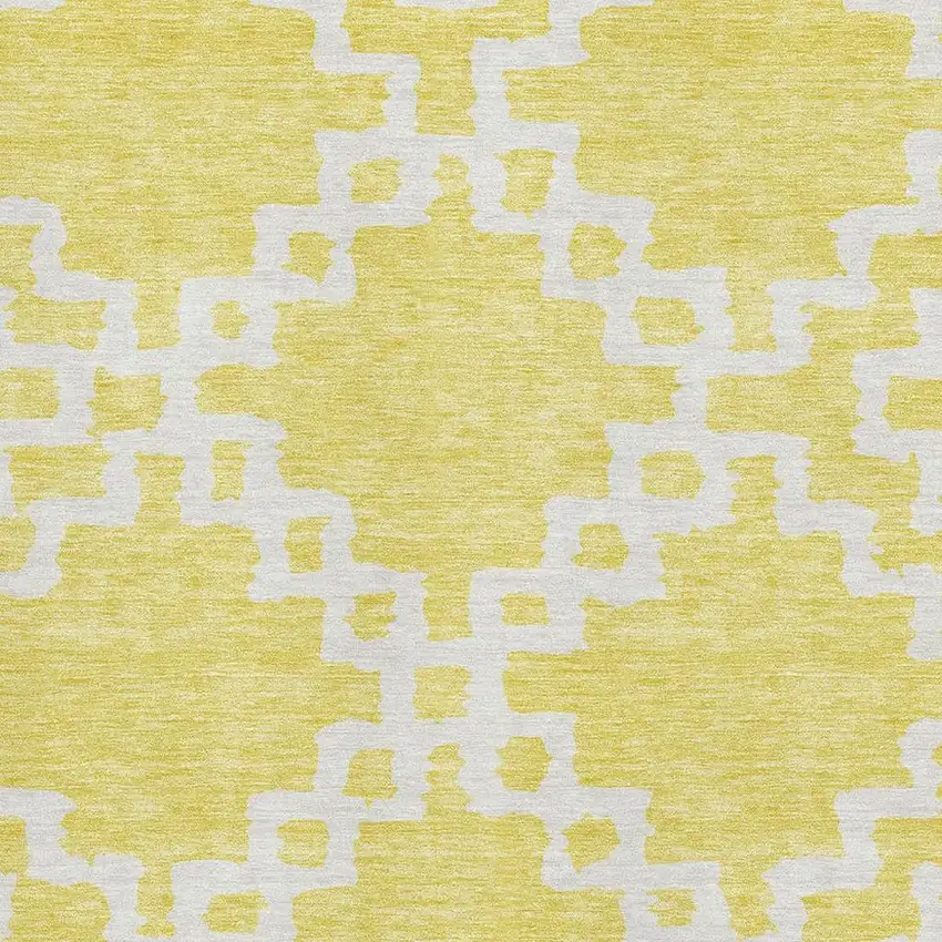 Yellow And Ivory Abstract Geometric Washable Area Rug With UV Protection Photo 3