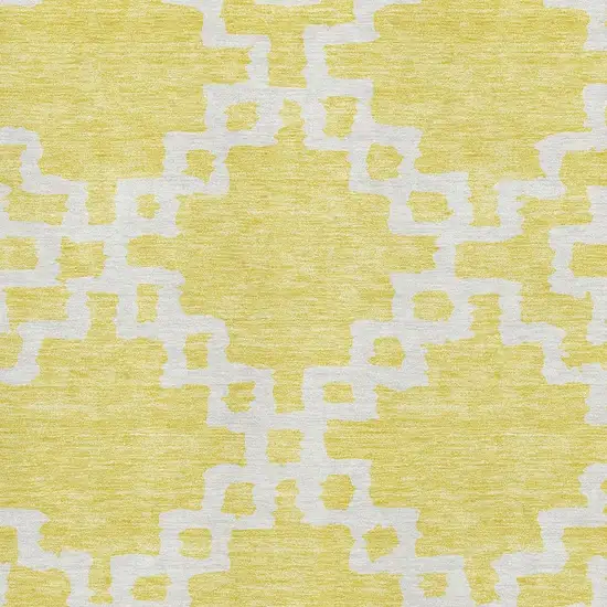 Yellow And Ivory Abstract Geometric Washable Area Rug With UV Protection Photo 3