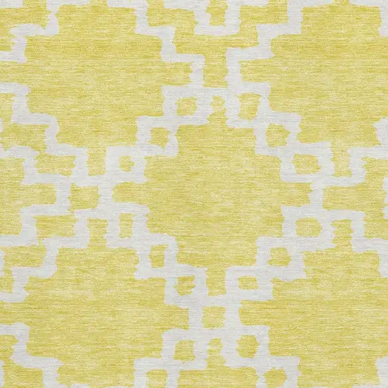 Yellow And Ivory Abstract Geometric Washable Area Rug With UV Protection Photo 3