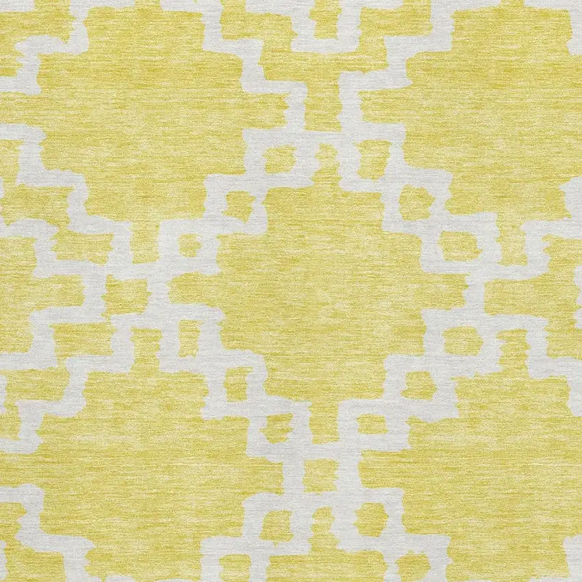 Yellow And Ivory Abstract Geometric Washable Area Rug With UV Protection Photo 3