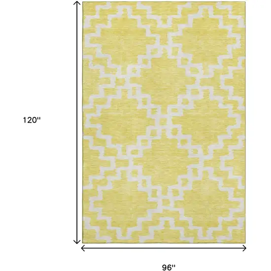 Yellow And Ivory Abstract Geometric Washable Area Rug With UV Protection Photo 9