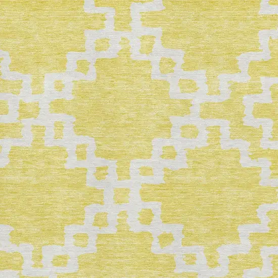 Yellow And Ivory Abstract Geometric Washable Area Rug With UV Protection Photo 3
