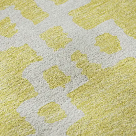 Yellow And Ivory Abstract Geometric Washable Area Rug With UV Protection Photo 8