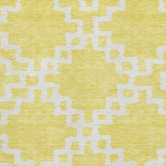 Yellow And Ivory Abstract Geometric Washable Area Rug With UV Protection Photo 3