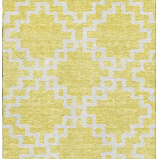 Yellow And Ivory Abstract Geometric Washable Area Rug With UV Protection Photo 4